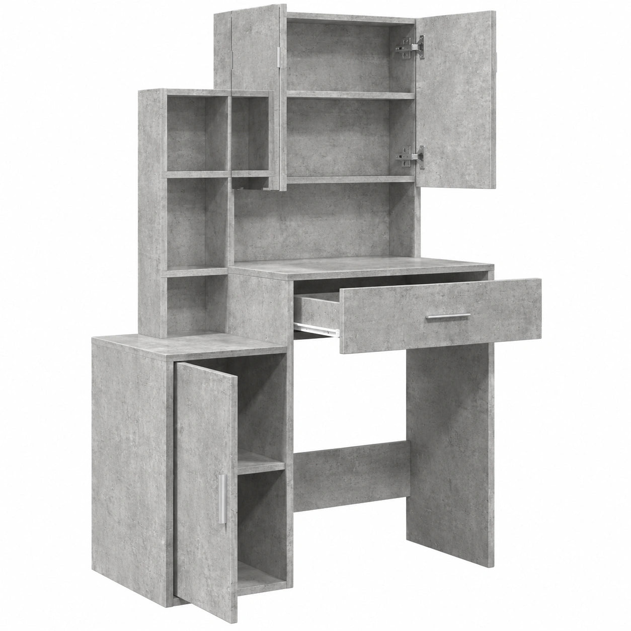 Schminktisch – 80 × 35 × 132 cm, mit Schubladen, aus Holzwerkstoff, Betongrau, für Schlafzimmer