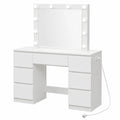 Schminktisch – 110 × 140,5 × 39,5 cm, mit LED-Beleuchtung, mit Schubladen, für Schlafzimmer