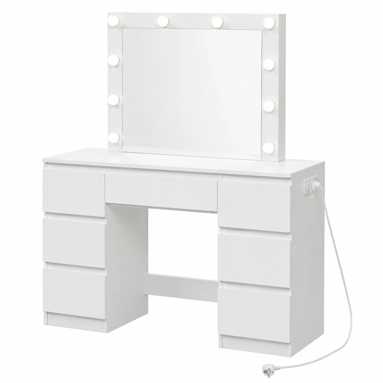 Schminktisch – 110 × 140,5 × 39,5 cm, mit LED-Beleuchtung, mit Schubladen, für Schlafzimmer
