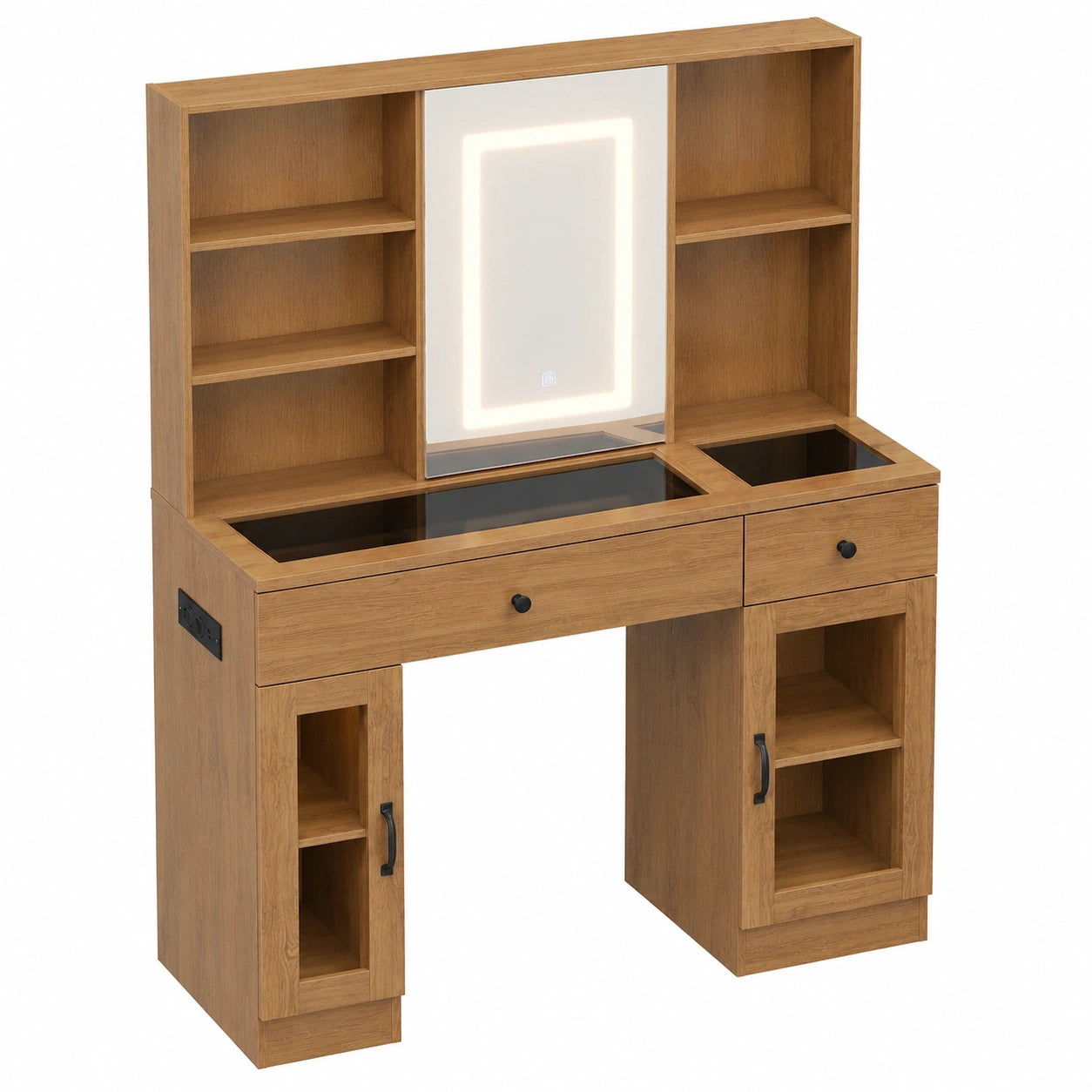 Schminktisch – mit Stauraum, mit LED-Beleuchtung, mit Schubladen, aus MDF