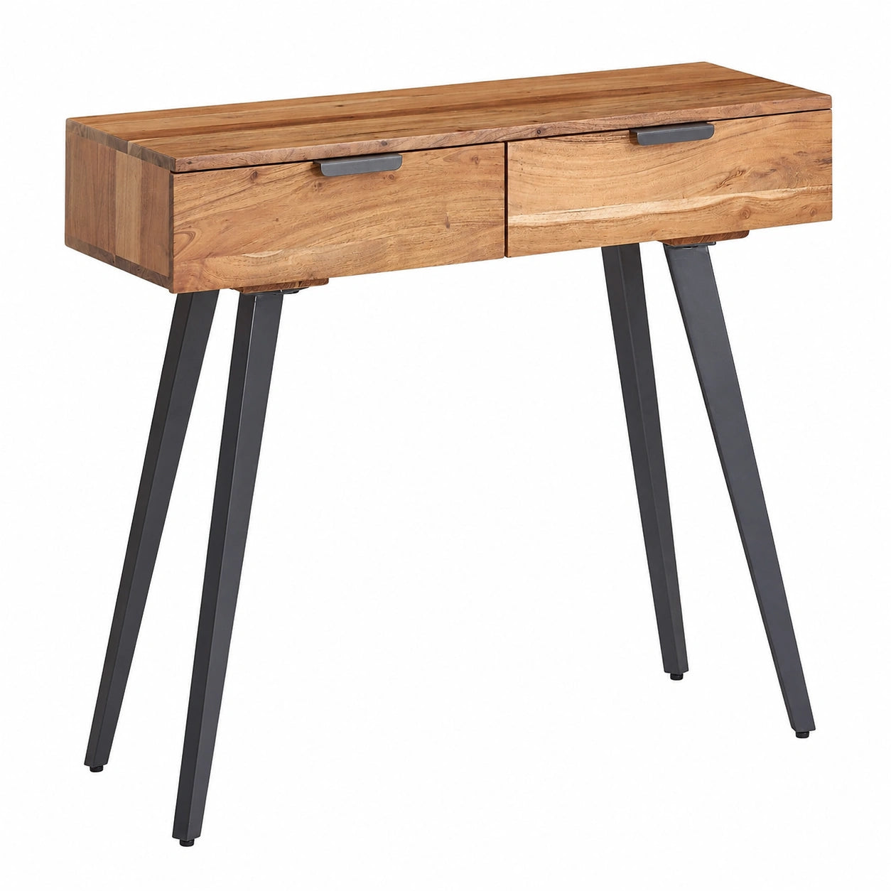 Konsolentisch – 90 × 78 × 36 cm, moderner Stil, mit Schubladen, aus Massivholz und Metall, Braun