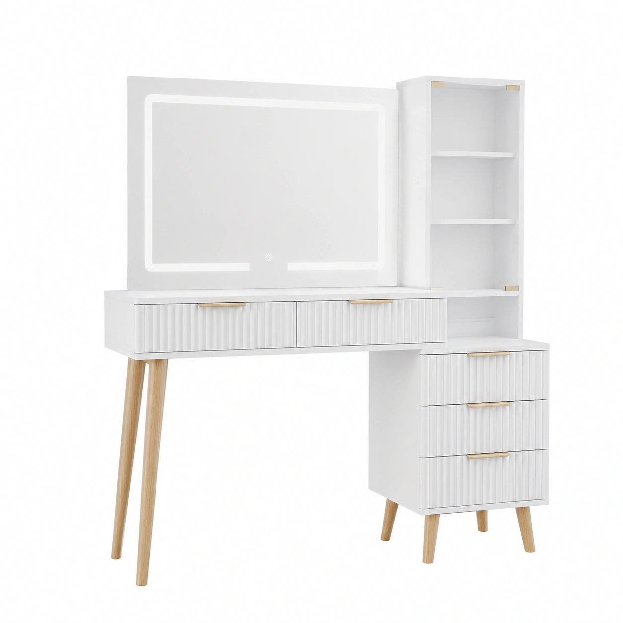 Schminktisch – 120 cm, moderner Stil, mit Schubladen, mit Ablagen, aus Glas