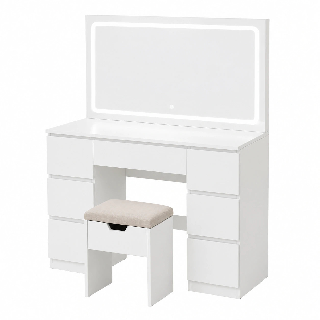 Schminktisch – 115 × 40 × 139 cm, mit LED-Beleuchtung, mit Schubladen